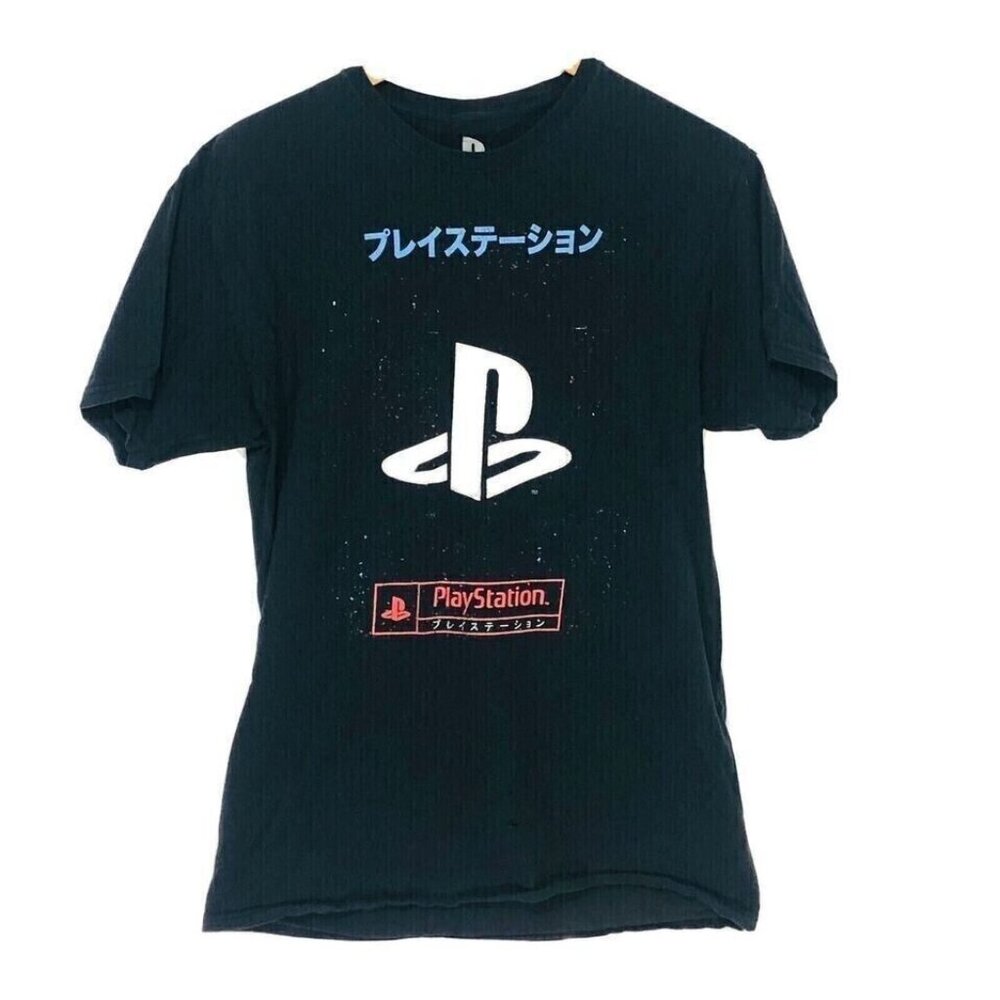 PlayStation T-Shirt Sony Japanese Logo Black Size Medium Vidoe Game Tee - Picture 2 of 7